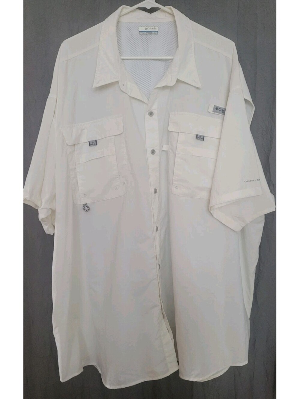 Columbia PFG Shirt Mens 4XL White Short Sleeve Fishing Performance Big Man